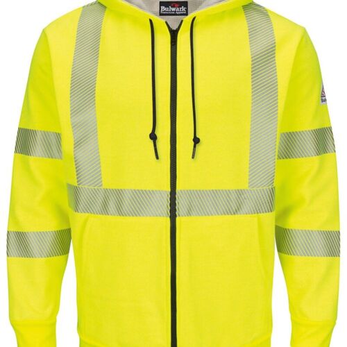 Men's Tall Hi-Visibility Zip-Front Hooded Fleece Sweatshirt with Waffle Lining Thumbnail